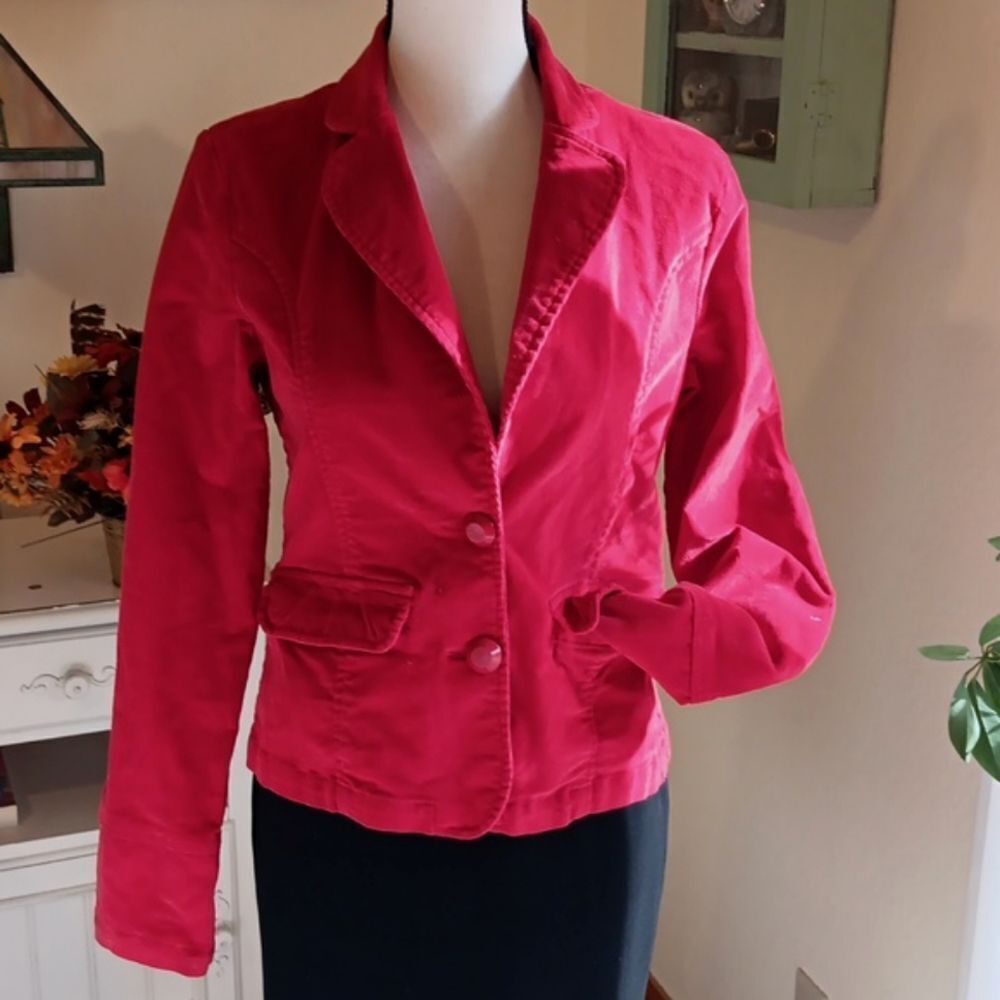 Tulle Red Corduroy Jacket. Preppy. Y2K